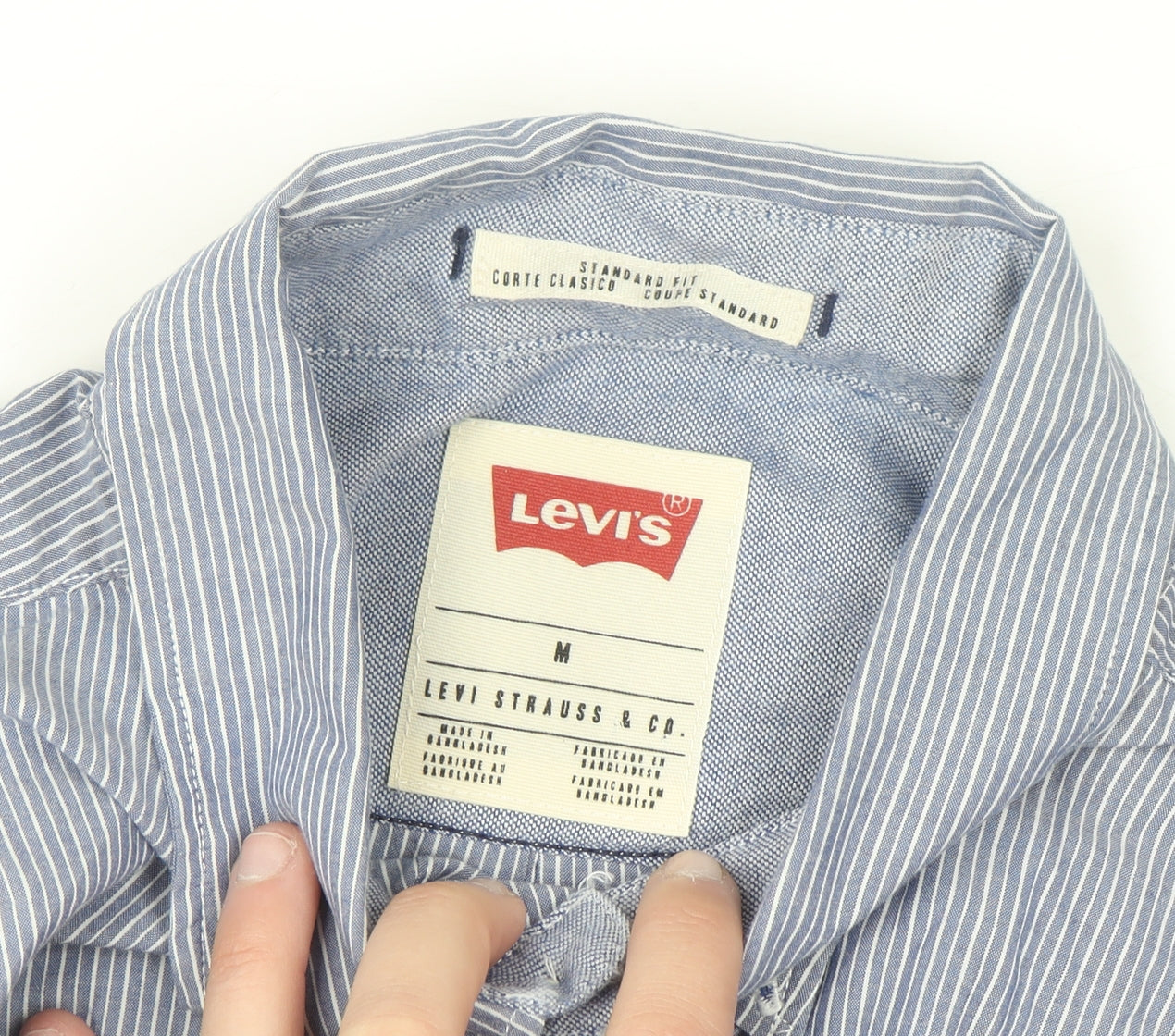 Levi's Men's Blue Striped Button-Up Long Sleeve Cotton Shirt M