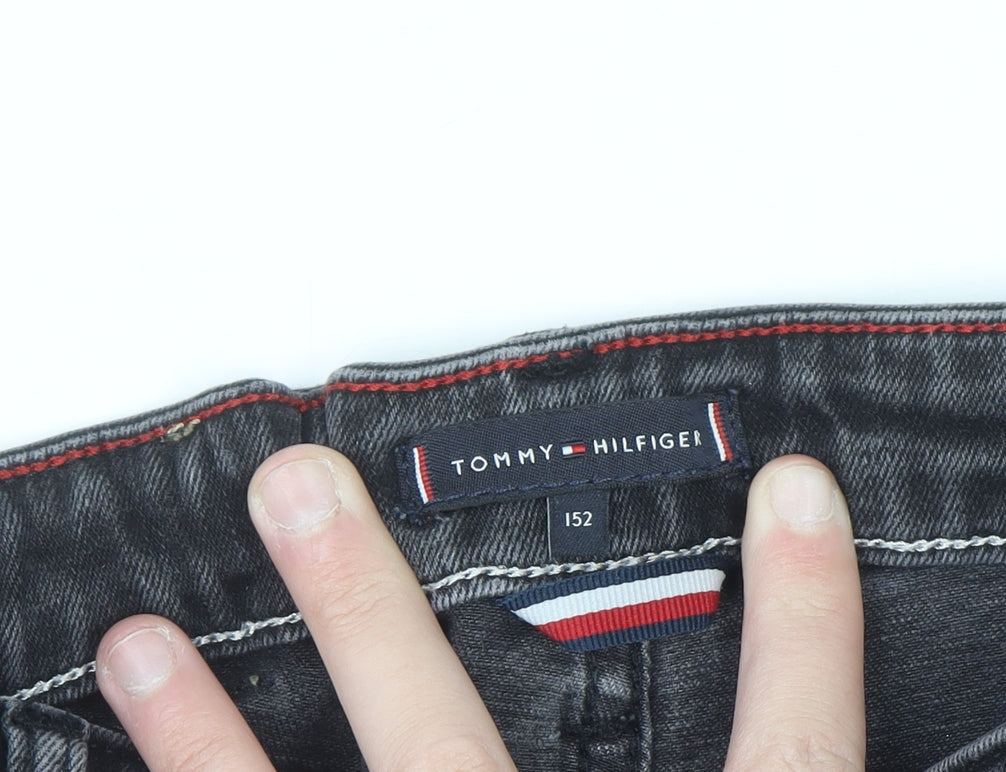 Tommy Hilfiger Boys Black Slim Fit Jeans Size 12 Years Cotton Blend Denim