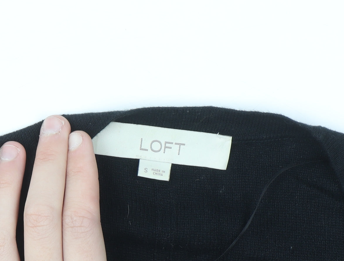 LOFT Women's Black Cotton Wrap Cardigan Size S Long Sleeve