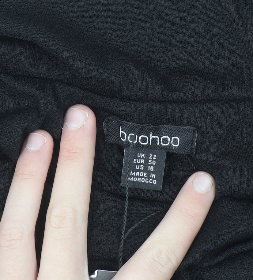 Boohoo Women’s Black Plus Size 22 Off Shoulder Cropped Jersey Top