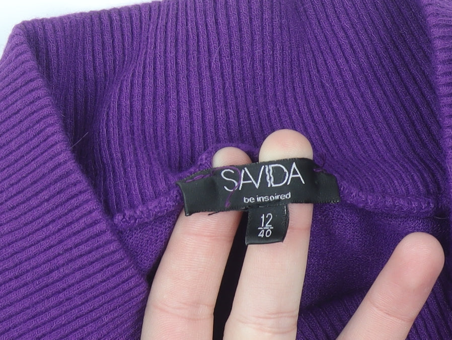 Savida Women’s Purple High Neck Button Cardigan Size 12