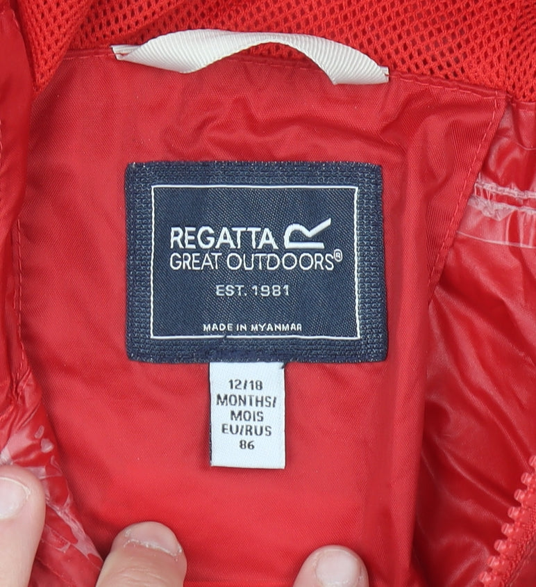 Regatta Great Outdoors Red Unisex Baby 12-18M Waterproof Hooded Snowsuit