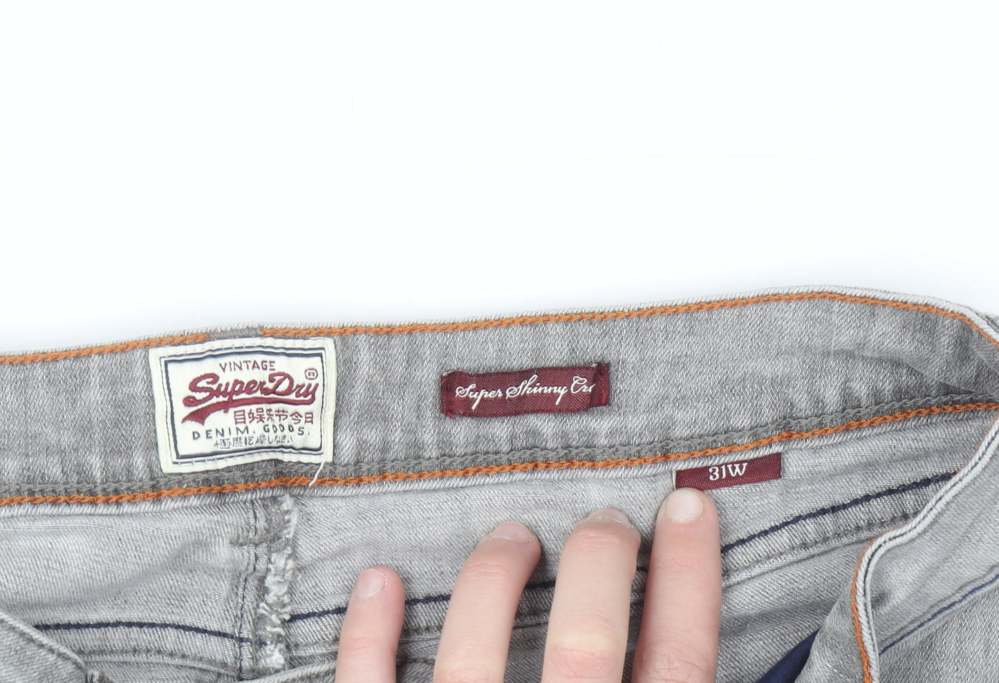 Superdry Women’s Grey Skinny Jeans 31W Ankle Zip Cotton Blend