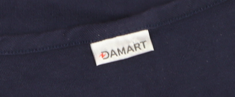 Damart Womens Blue 3/4 Sleeve Henley Polka Dot Cotton T-Shirt Size 14/16