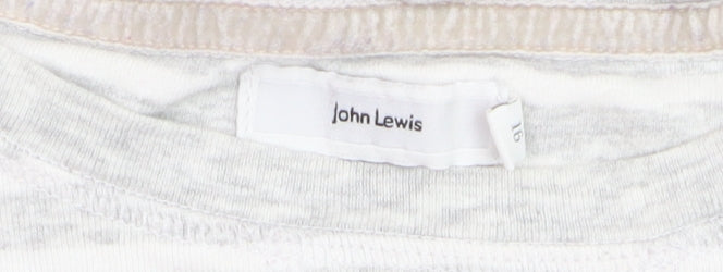 John Lewis Women Grey Striped Cotton Long Sleeve Pullover Jumper Size 16