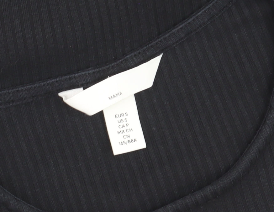 H&M Women’s Black Maternity Long Sleeve Stretch Jersey Top Size 10