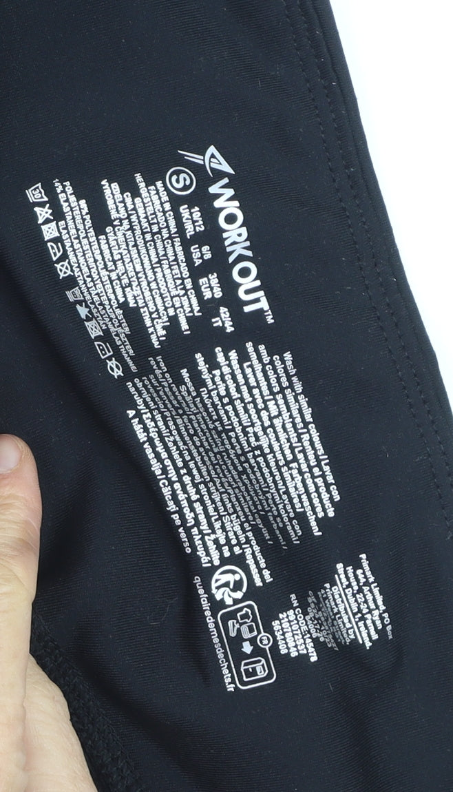 Decathlon Womens Black Workout Leggings Size S Slim Fit Stretchy Gym Wear