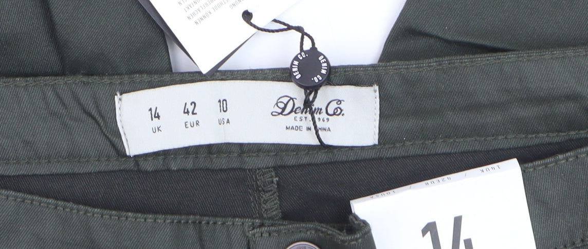 Denim Co. Women's Green Size 14 Chino Slim Trousers