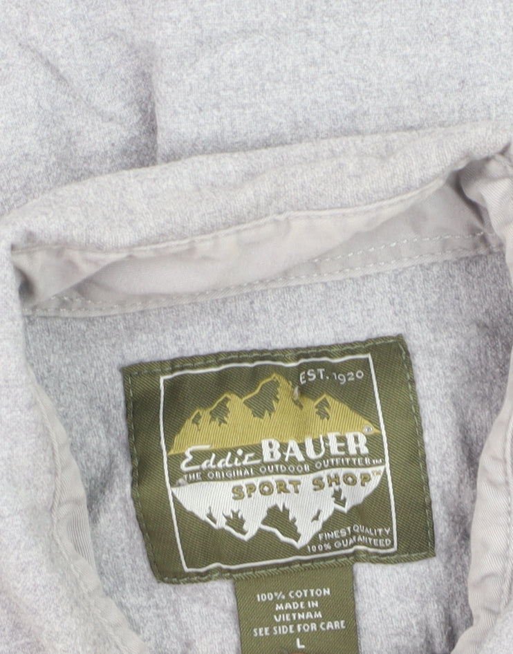 Eddie Bauer Men’s Grey Cotton Flannel Button-Up Shirt L