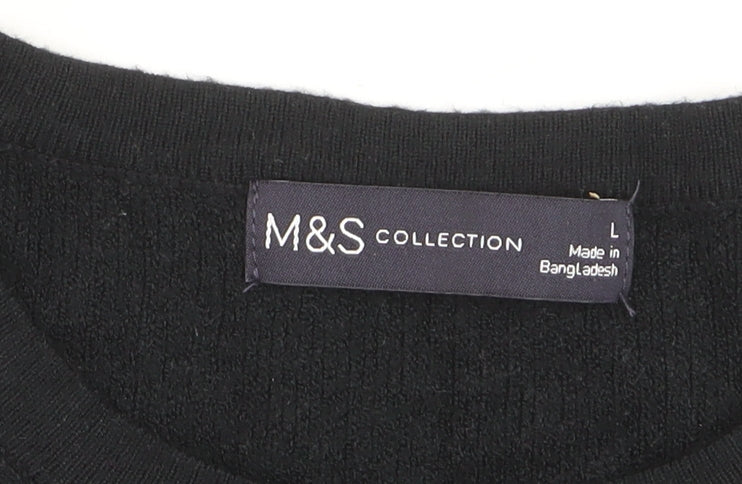 Marks & Spencer Women's Black Beaded Crew Neck Jumper Size L