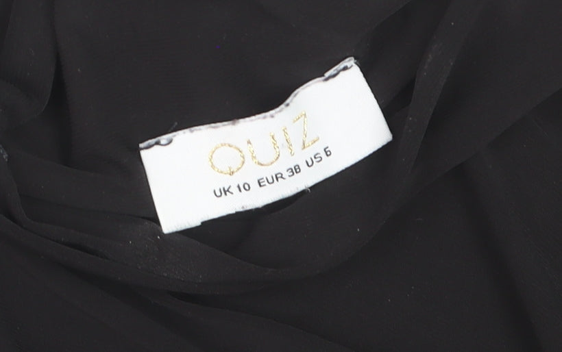 Quiz Women's Black Wrap Blouse Long Sleeve Size 10