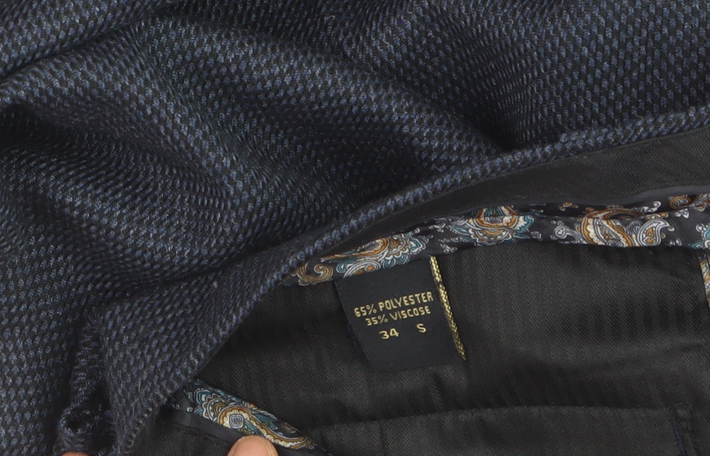 Cavani Women's Blue Herringbone Dress Pants Size 12 Regular Fit