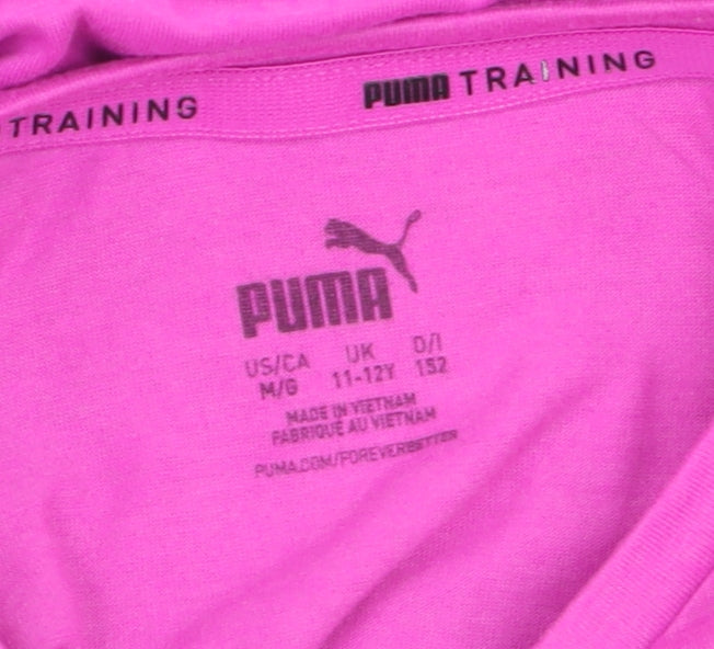 Puma Girls Pink 11-12 Years Crew Neck Short Sleeve Training T-Shirt