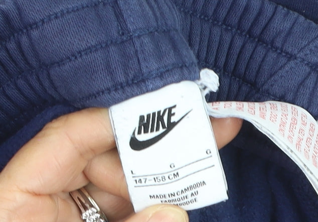 Nike Boys Blue Jogger Trousers 12-13 Years Elastic Waist Fleece Activewear