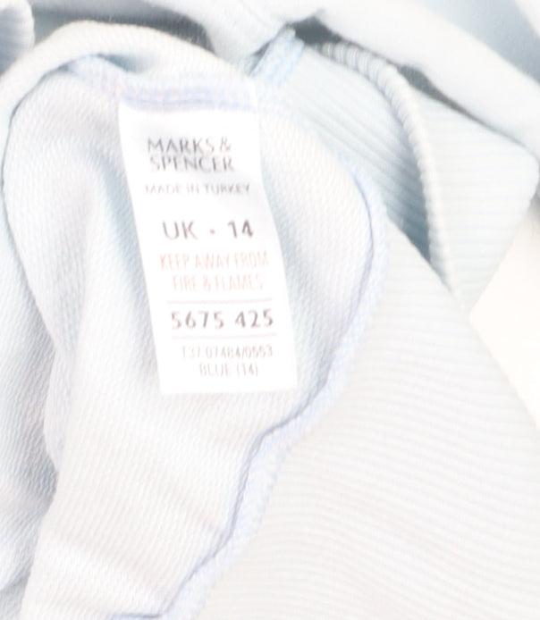 Marks & Spencer Women Blue Full Zip Cotton Jumper Size 14