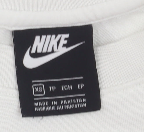 Nike Men's White XS Pullover Sweatshirt with City Print and Embroidered Logo