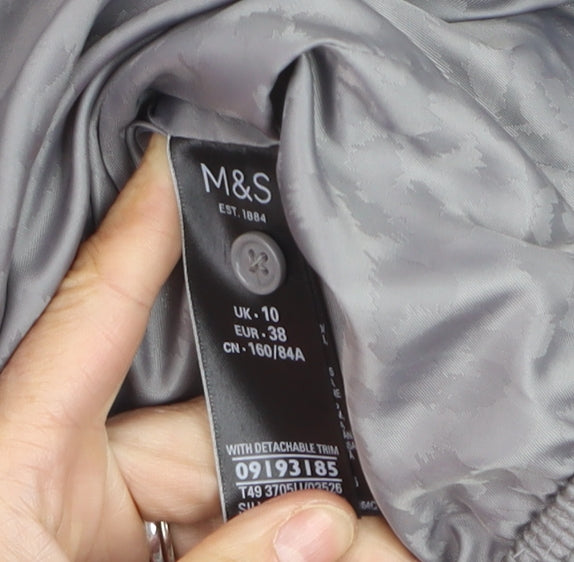 Marks and Spencer Women's Grey Faux Fur Trim Hooded Long Puffer Coat Size 10