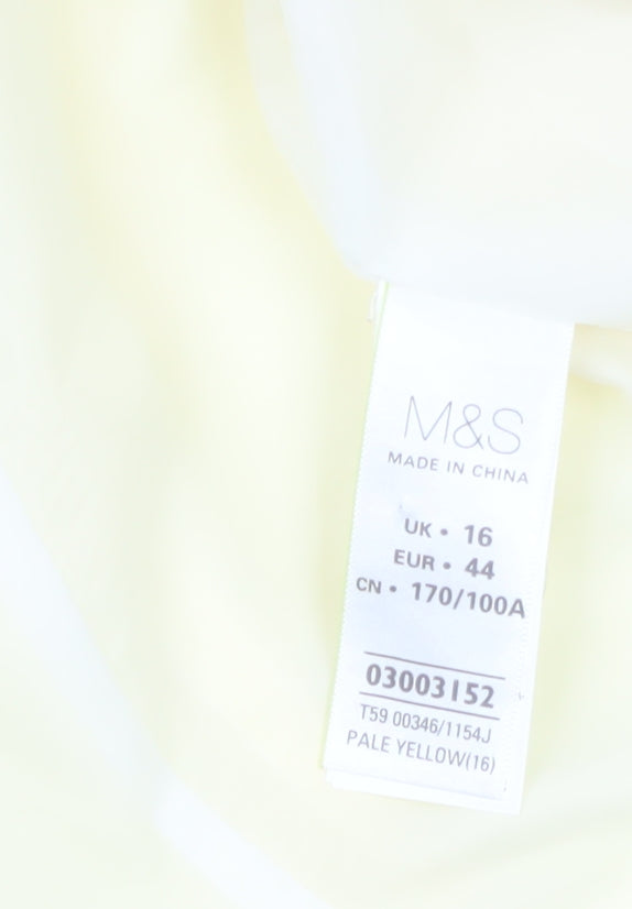 Marks and Spencer Women Yellow Single-Breasted Blazer UK 16 Cotton Blend