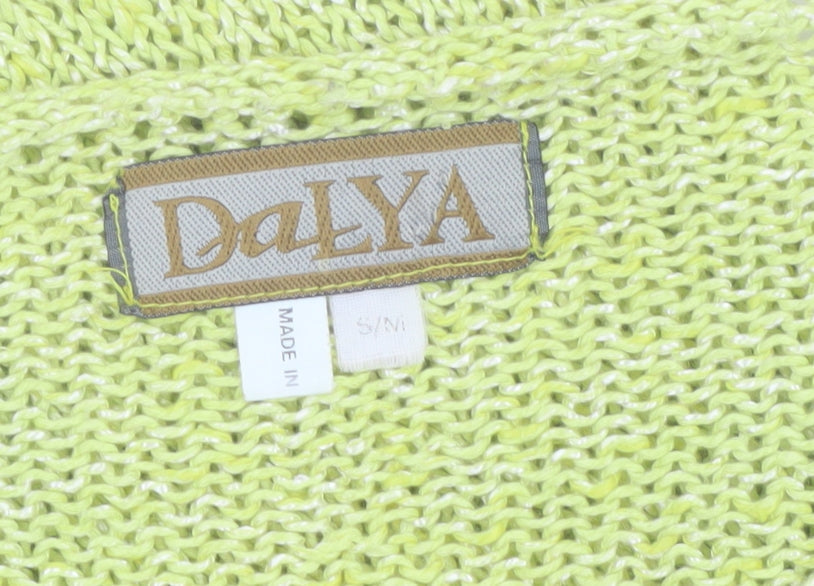 Dalya Women's Green Short Sleeve Open Knit Cardigan S