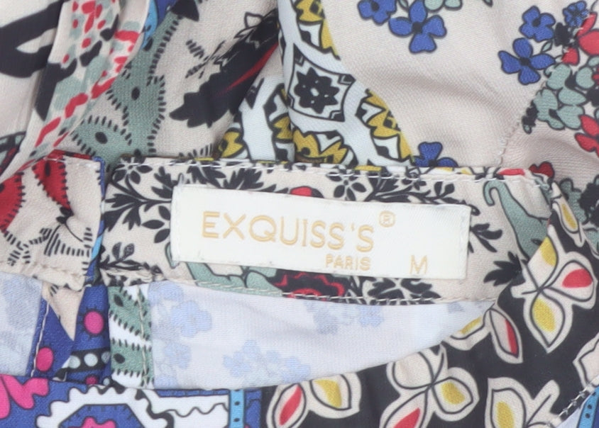 Exquiss's Women Multicoloured Midi A-Line Bohemian Patchwork Dress M