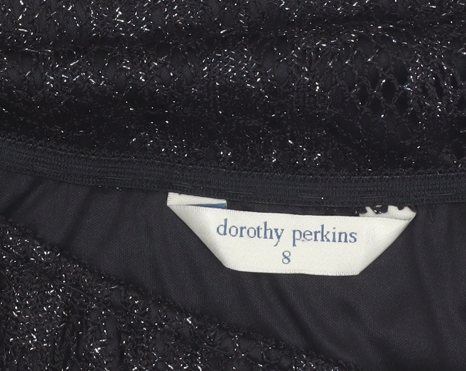 Dorothy Perkins Women’s Black Glitter Pencil Skirt Size 8