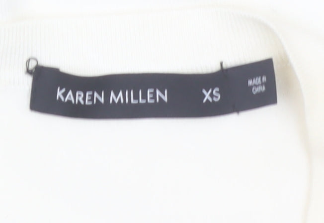 Karen Millen Women’s Ivory Long Sleeve Crew Neck Cardigan XS