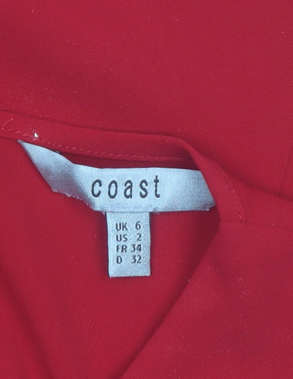 Coast Women's Red Sleeveless Blouse UK 6 Polyester Knot Front