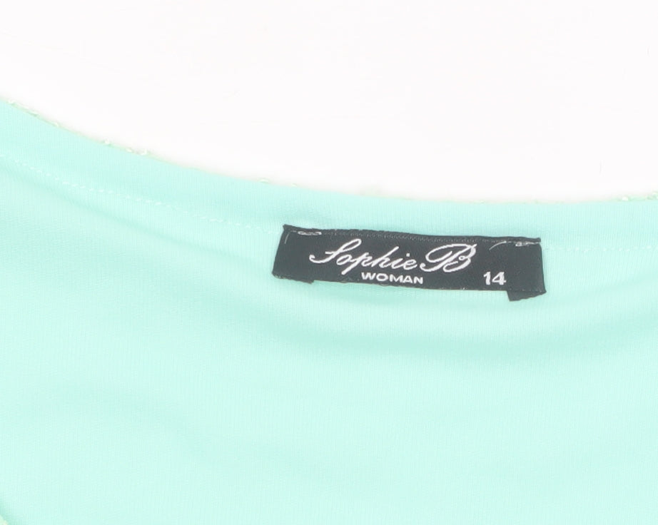 Sophie B Women Green Lace Tunic Blouse Size 14 Sleeveless