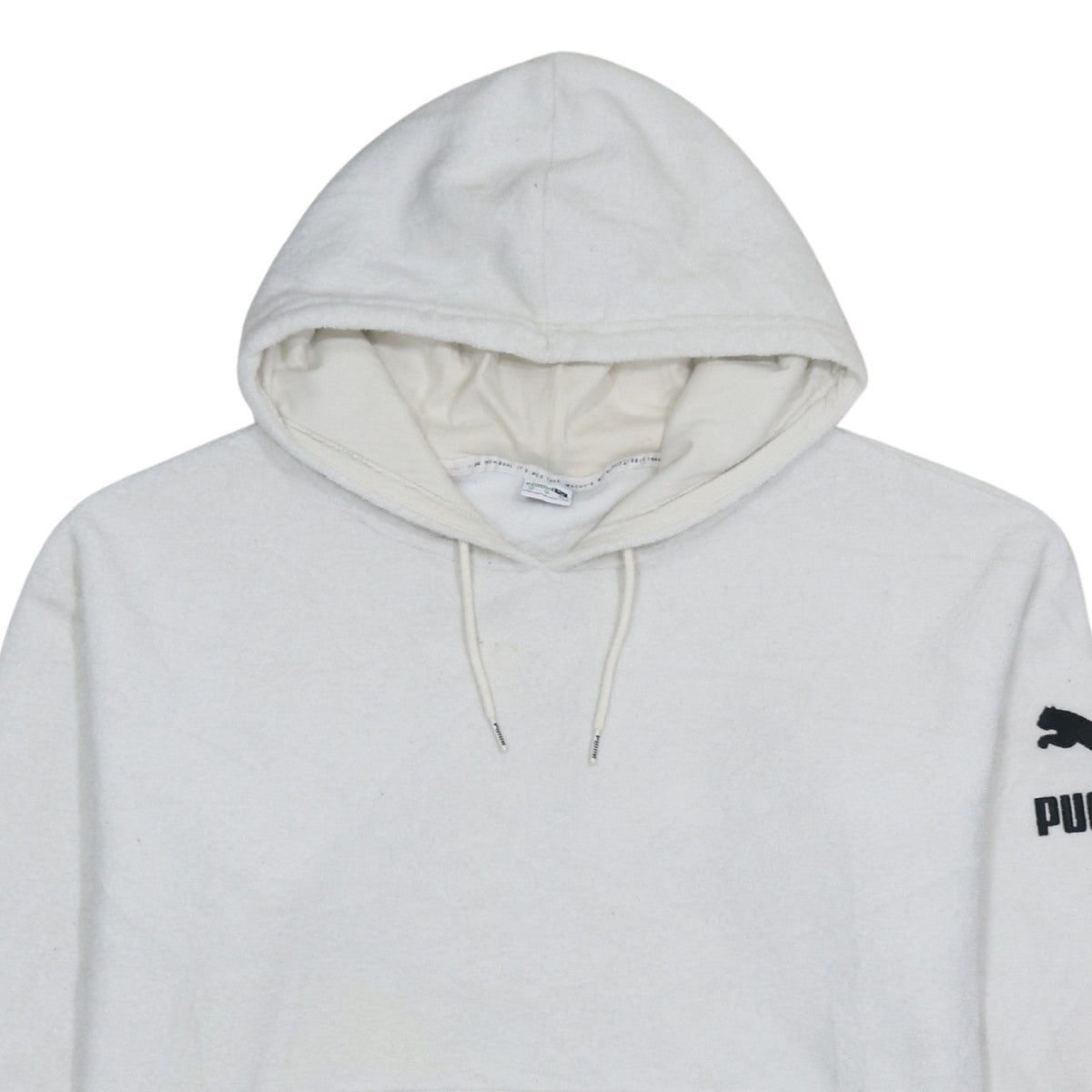 PUMA Women's Ivory XS Pullover Hoodie with Logo Sleeve Pocketed Sweatshirt