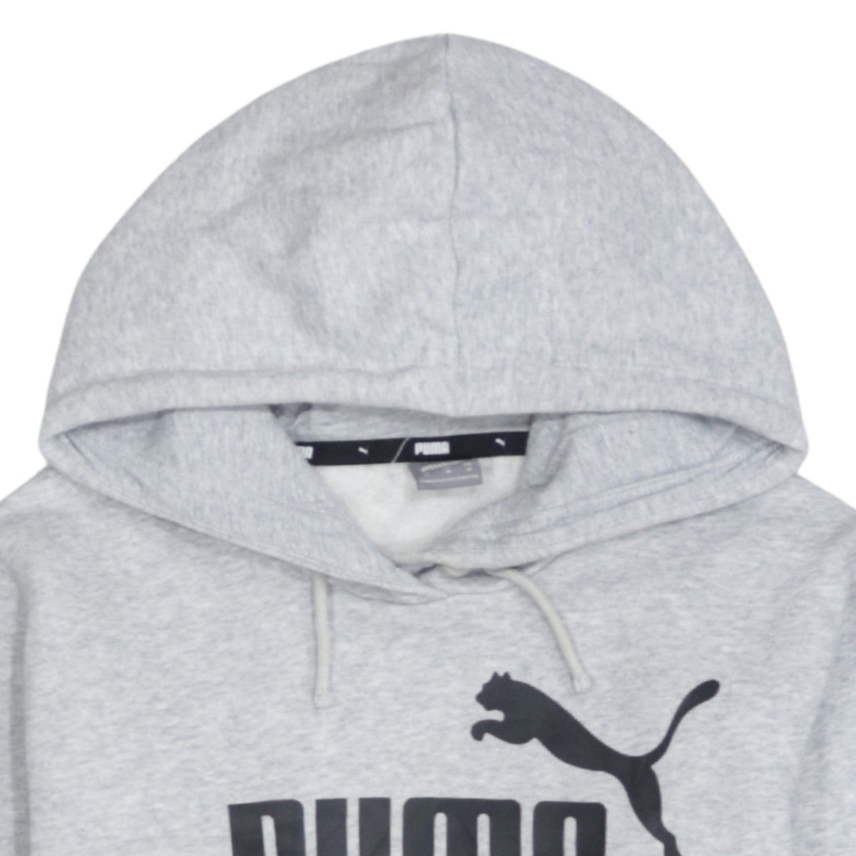 Puma Mens Grey Pullover Hoodie M Logo Fleece Sweatshirt