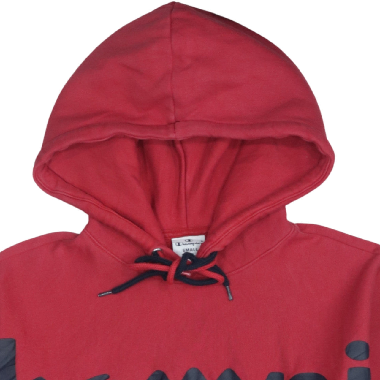 Champion Men's Red Pullover Hoodie Small Logo Graphic Cotton Blend