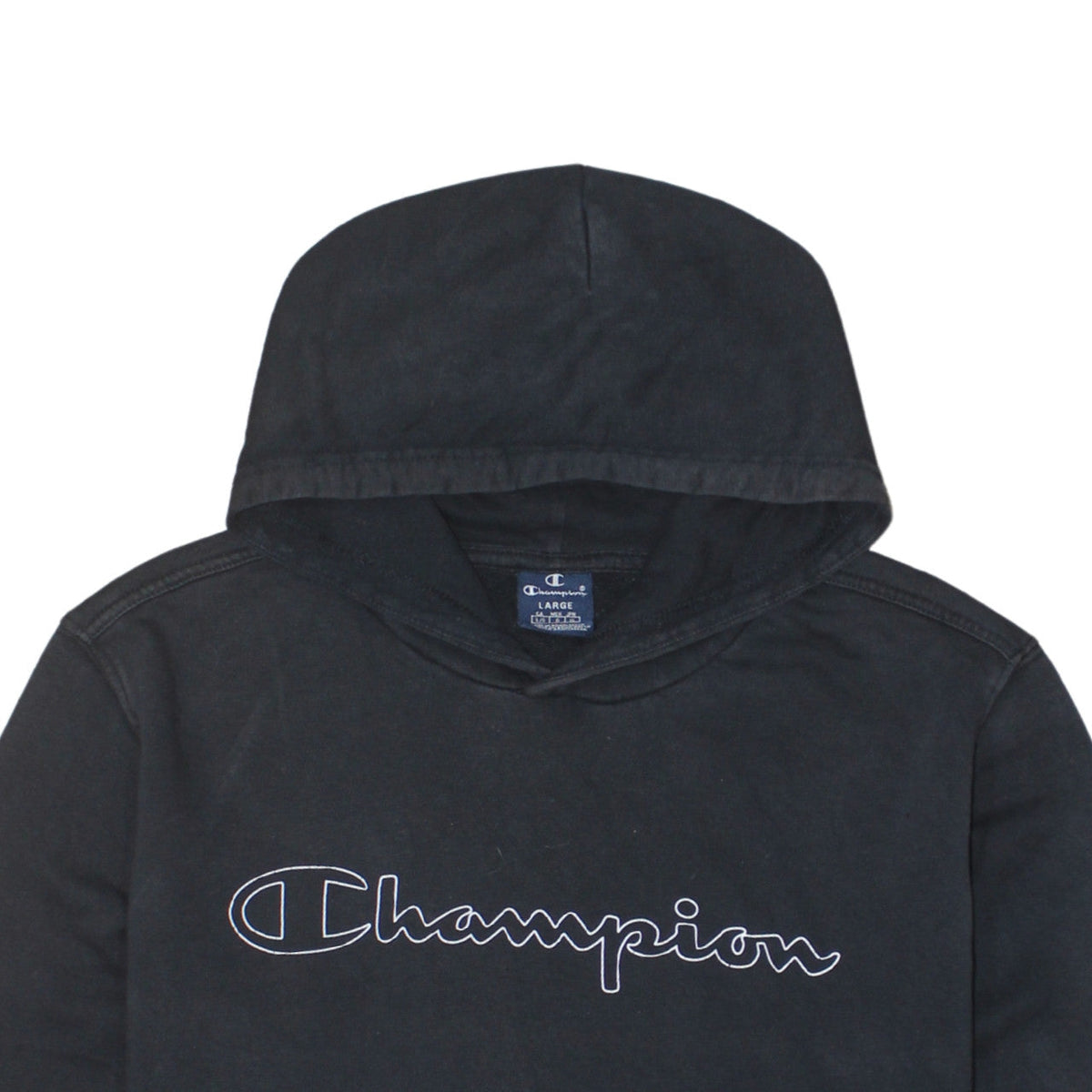 Champion Men's Black Pullover Hoodie Size L Sports Fleece Sweatshirt