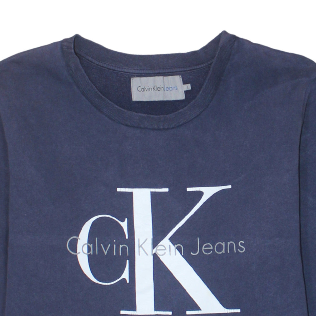 Calvin Klein Jeans Men's Blue Logo Sweatshirt L Pullover Cotton