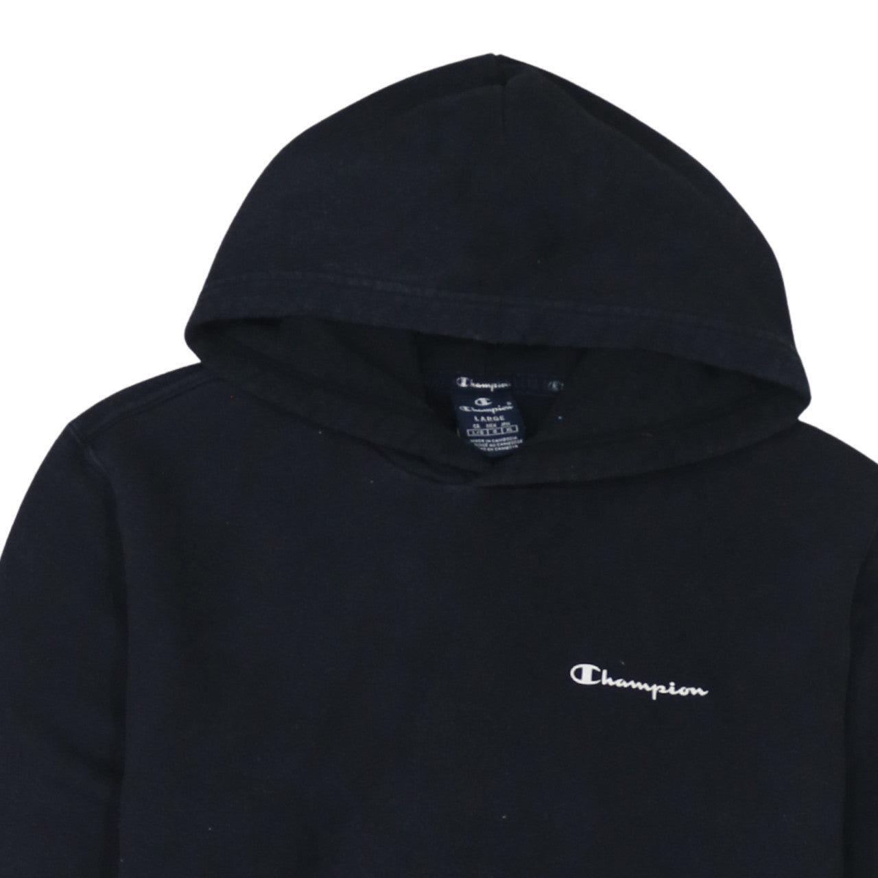 Champion Men’s Black Pullover Hoodie Large Logo Fleece Sweatshirt