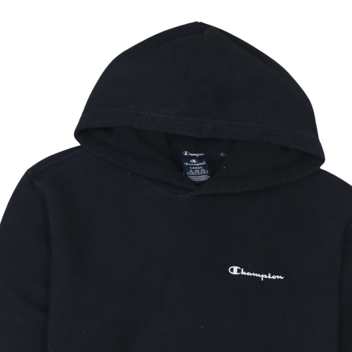 Champion Men’s Black Pullover Hoodie Large Logo Fleece Sweatshirt