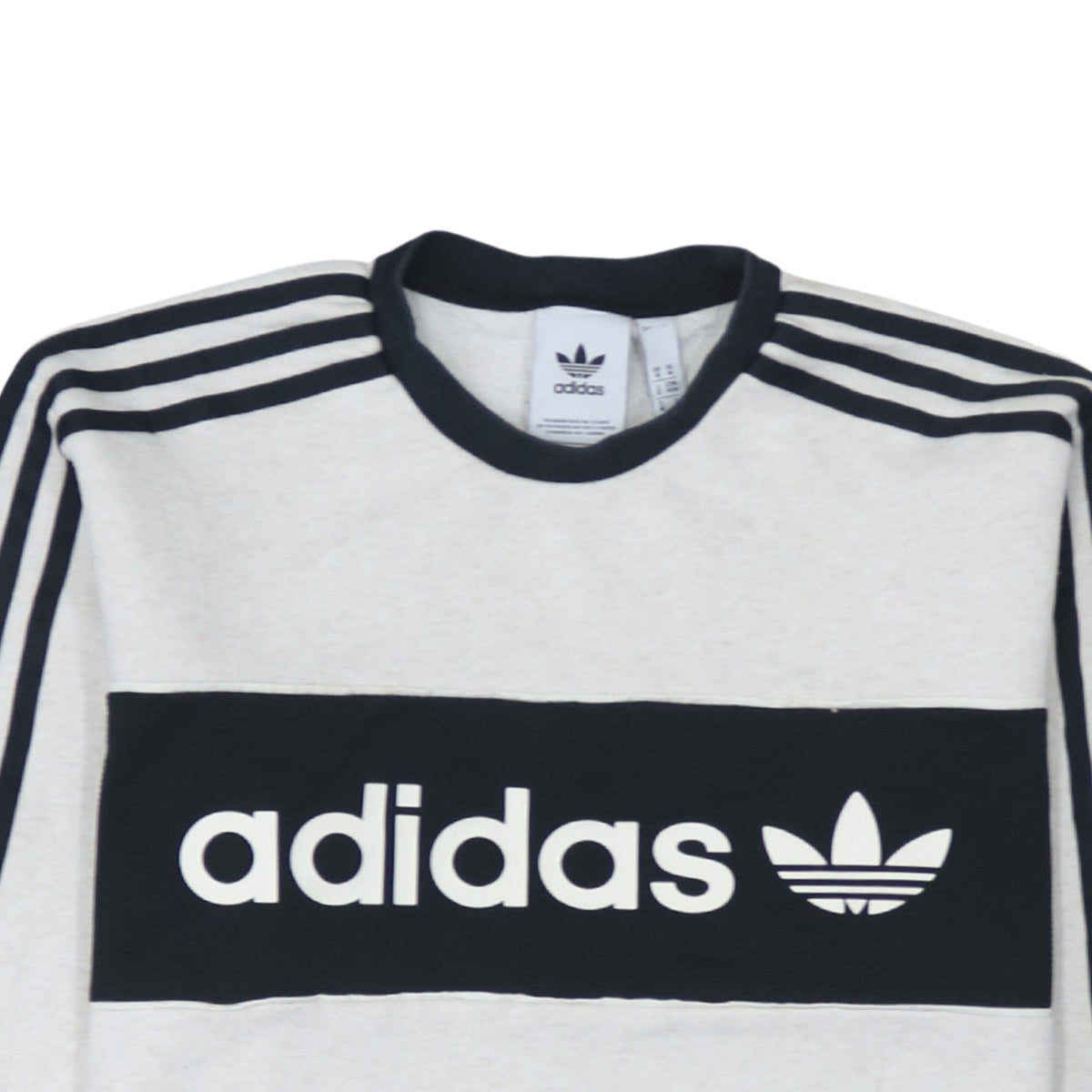 adidas Mens Grey Crew Neck Pullover Sweatshirt M Logo Sportswear