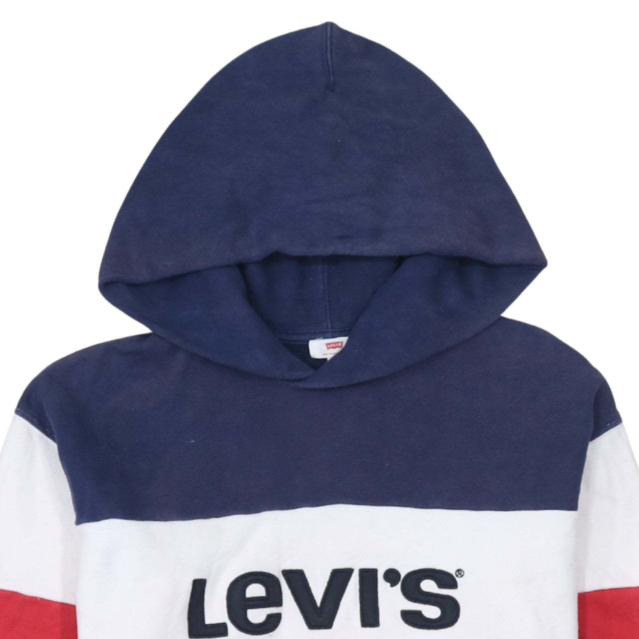 Levi's Women's Navy Red White Colourblock Hoodie XS Pullover Cotton