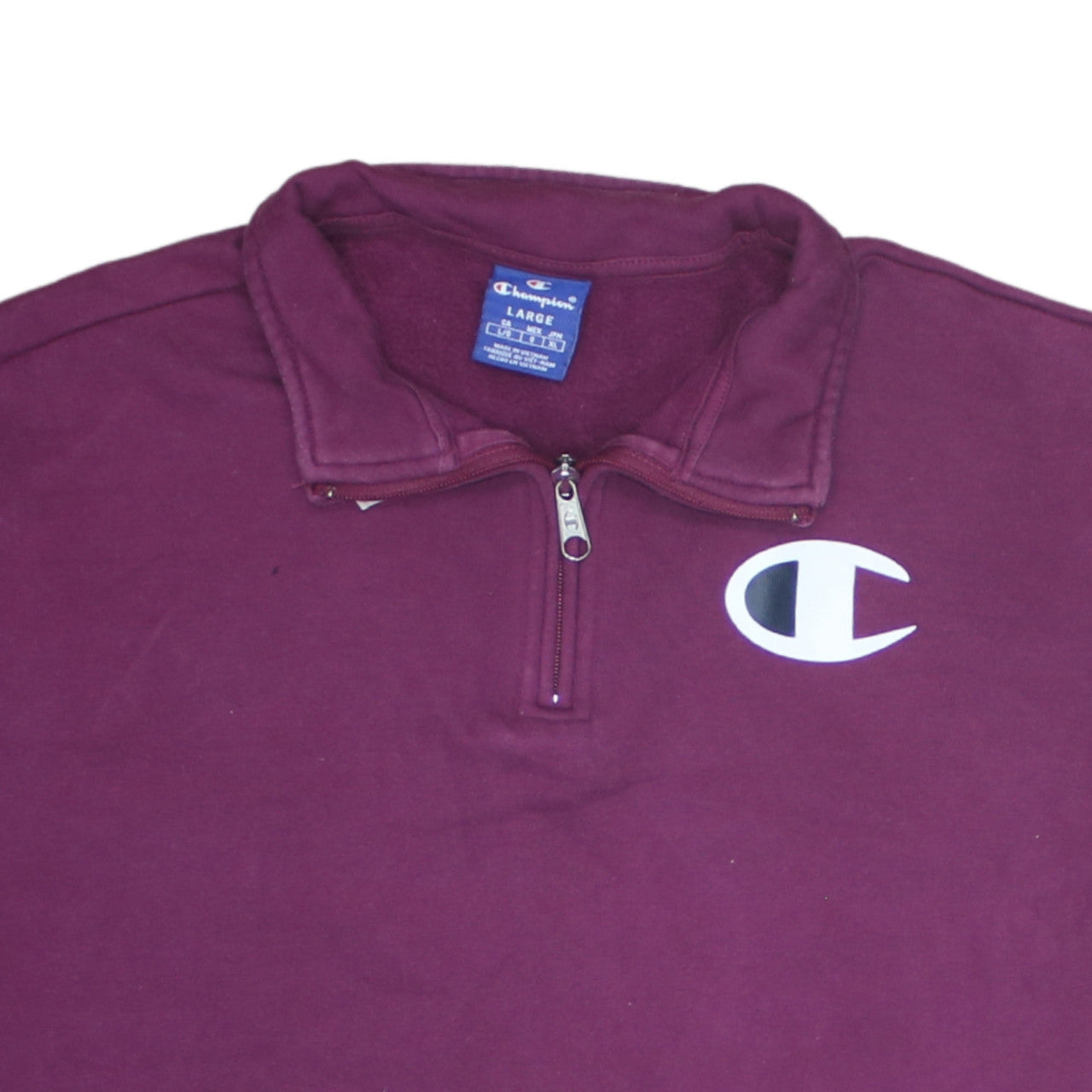 Champion Women’s Purple 1/4 Zip Pullover Sweatshirt Size L Cotton Logo