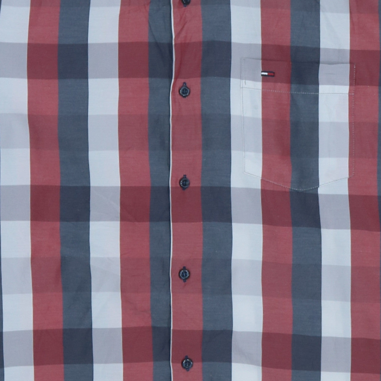 Tommy Hilfiger Men's Red Blue Check Long Sleeve Button-Up Shirt 2XL
