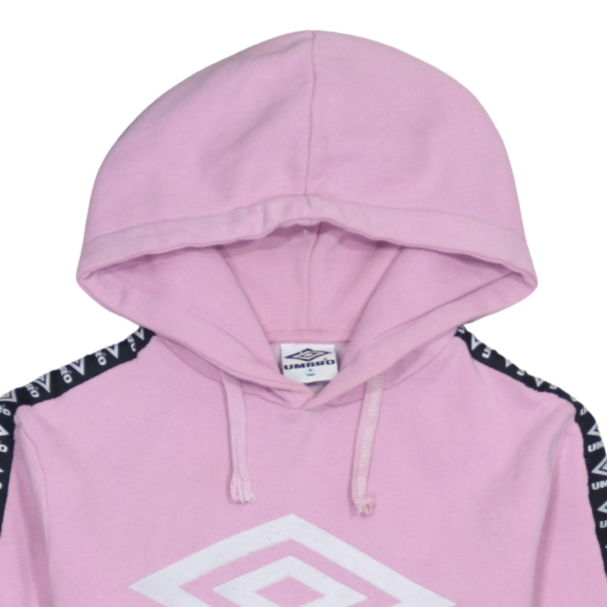Umbro Womens Pink Hoodie Small Logo Tape Sleeve Pullover