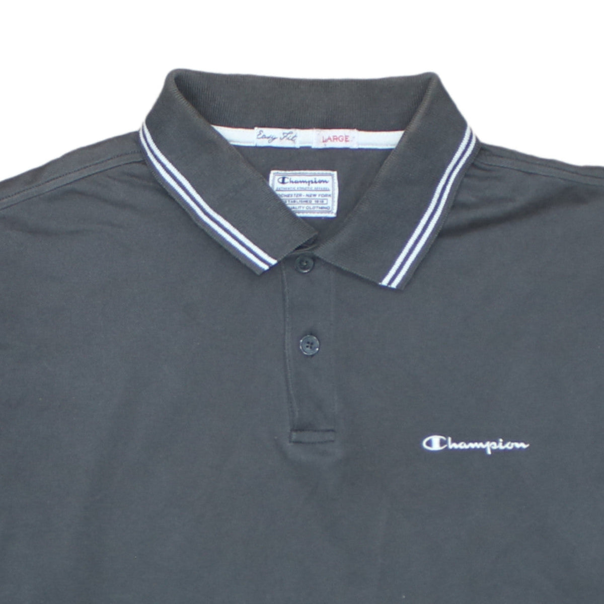 Champion Men's Black Polo Shirt Size L Short Sleeve Cotton