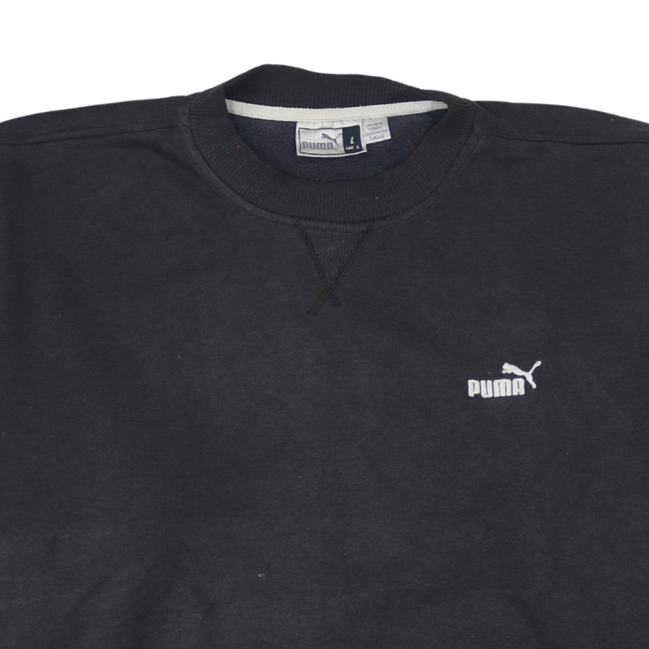 Puma Mens Black L Pullover Sweatshirt Crew Neck Fleece