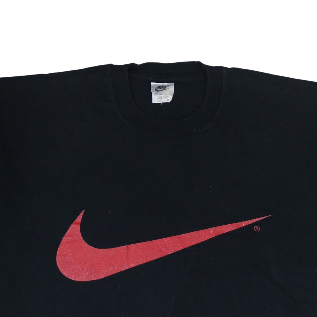 Nike Men's Black XL Vintage Red Swoosh Logo Graphic T-Shirt