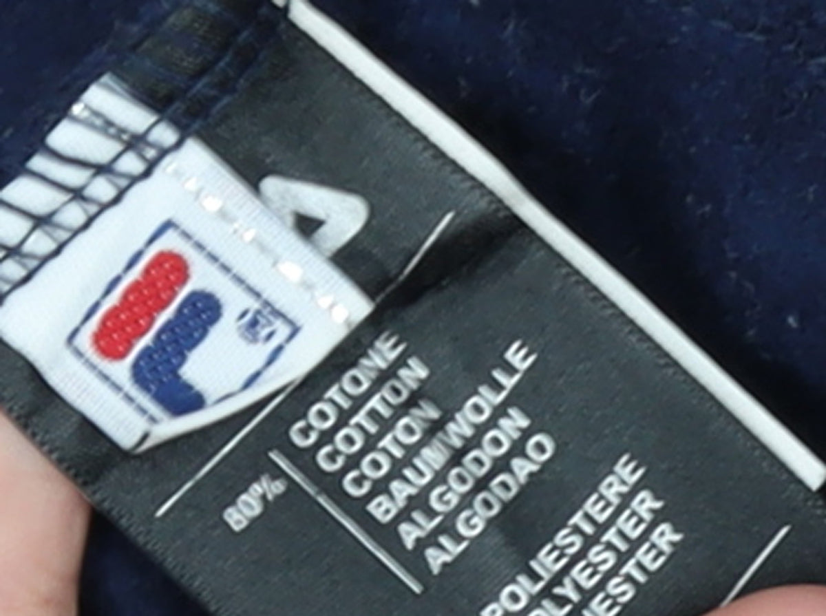 Fila Womens Navy Blue Pullover Hoodie L Cotton Blend Logo