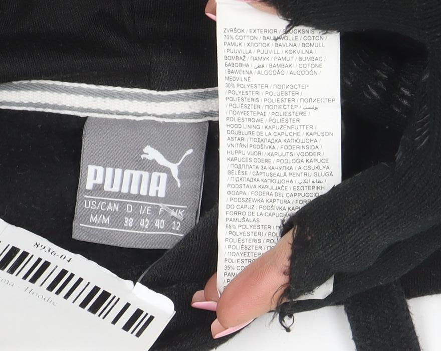 Puma Womens Black Medium Hoodie Pullover Long Sleeve Logo