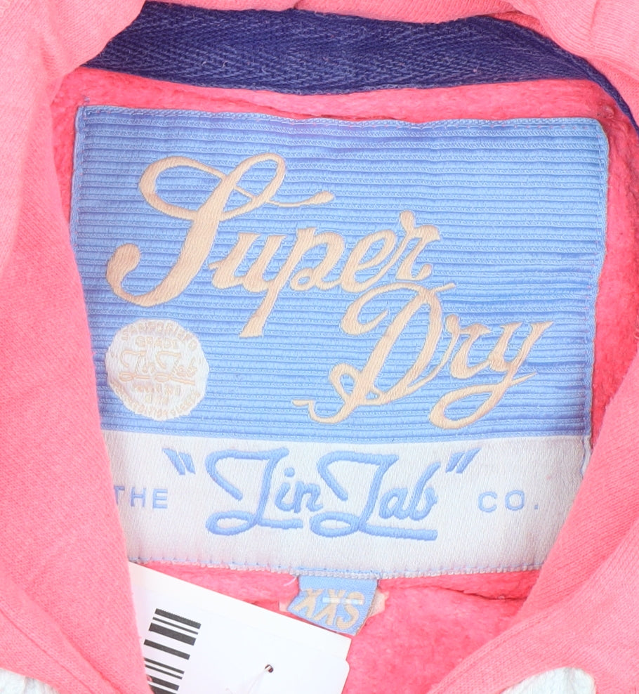 Superdry Womens Pink Pullover Hoodie XS Graphic Print #81