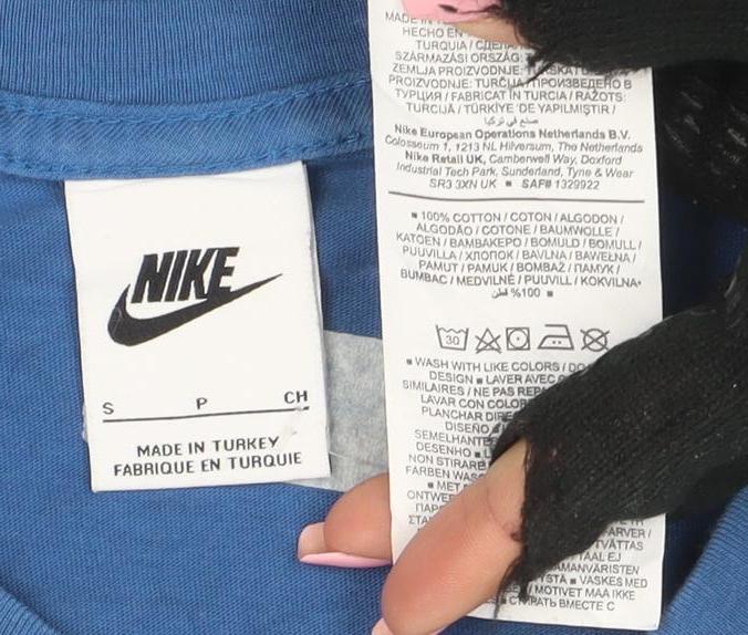 Nike Men's Blue Short Sleeve Crew Neck Cotton T-Shirt Size S