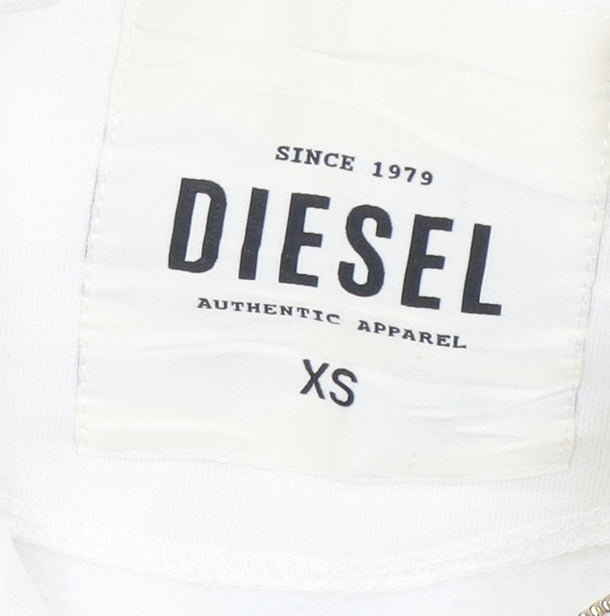 Diesel Womens Ivory Full Zip Hoodie XS Cotton Blend Casual