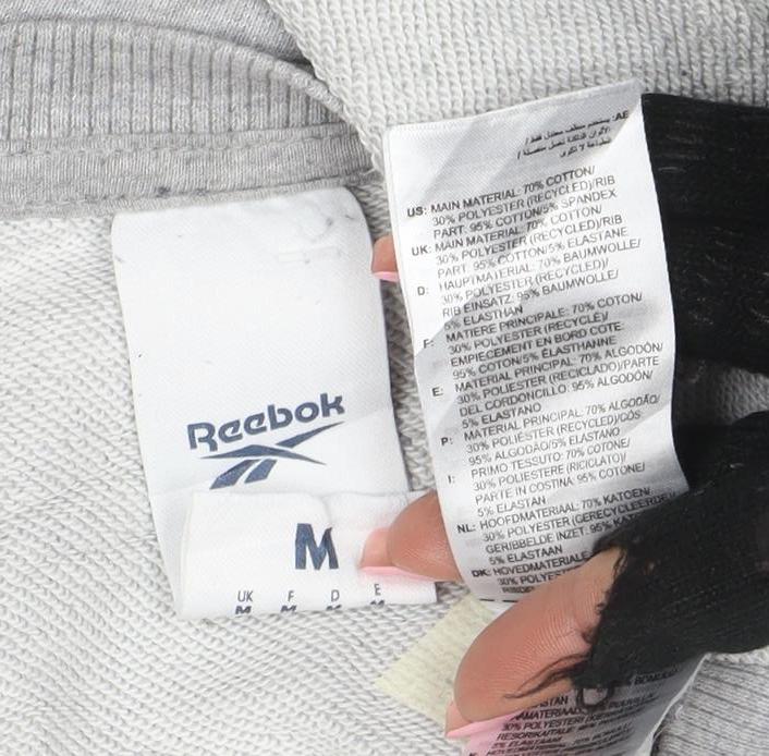 Reebok Men’s Grey Logo Crew Neck Long Sleeve Sweatshirt M