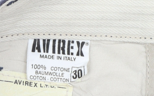 Avirex Men's Blue Cotton Chino Trousers Size 30 Regular Fit